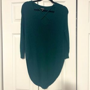 Express Emerald Green Knit Tunic Scoop Swearer
